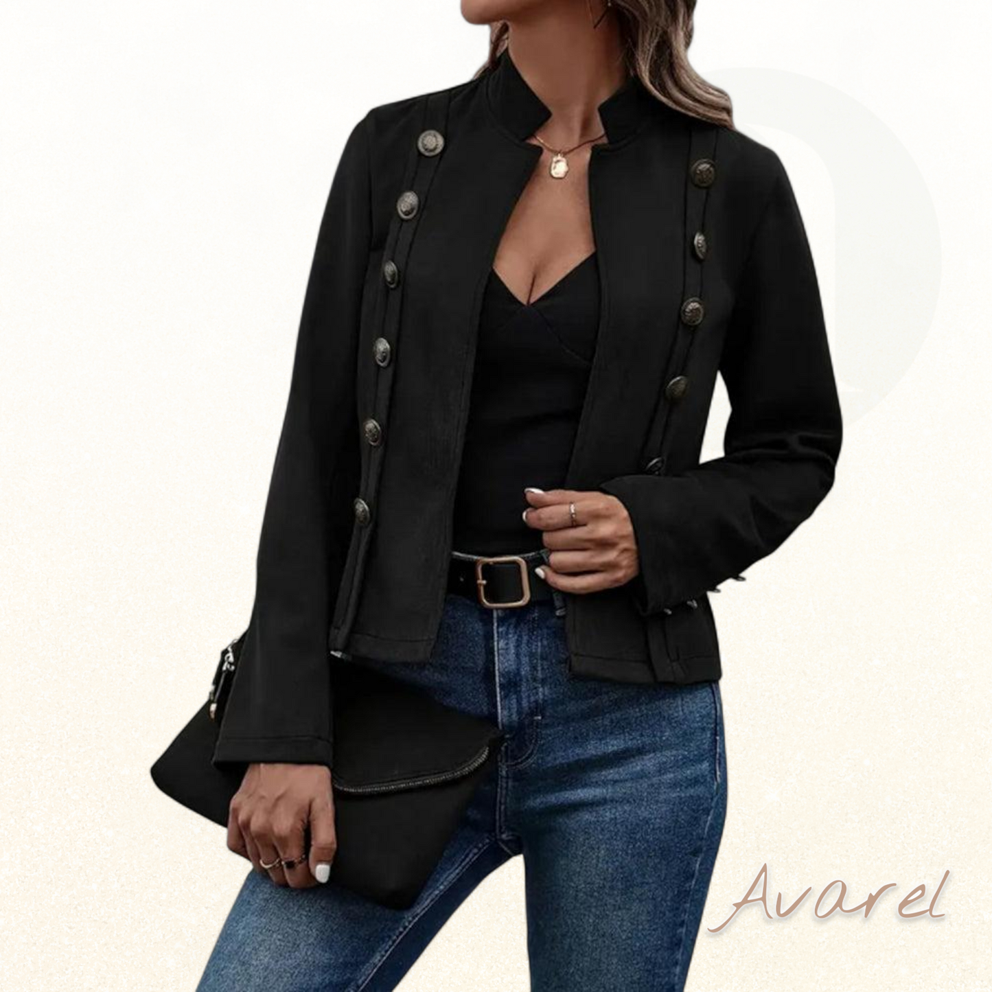 Elegant zweireihigi einfarbige Jacke für stilbewussti Look