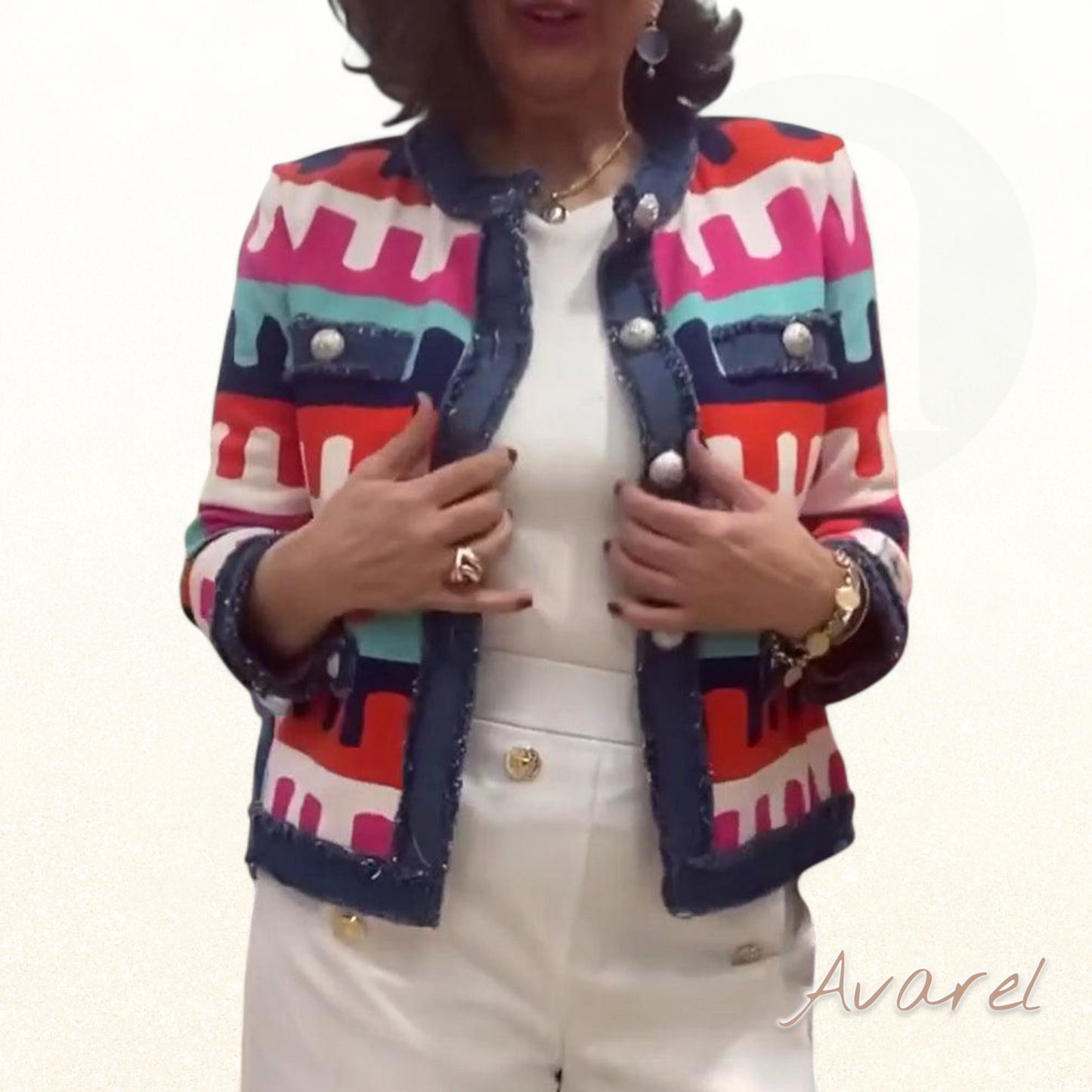 Stilvoll Jacke mit Knopfleist und auffälligem farbigem Design