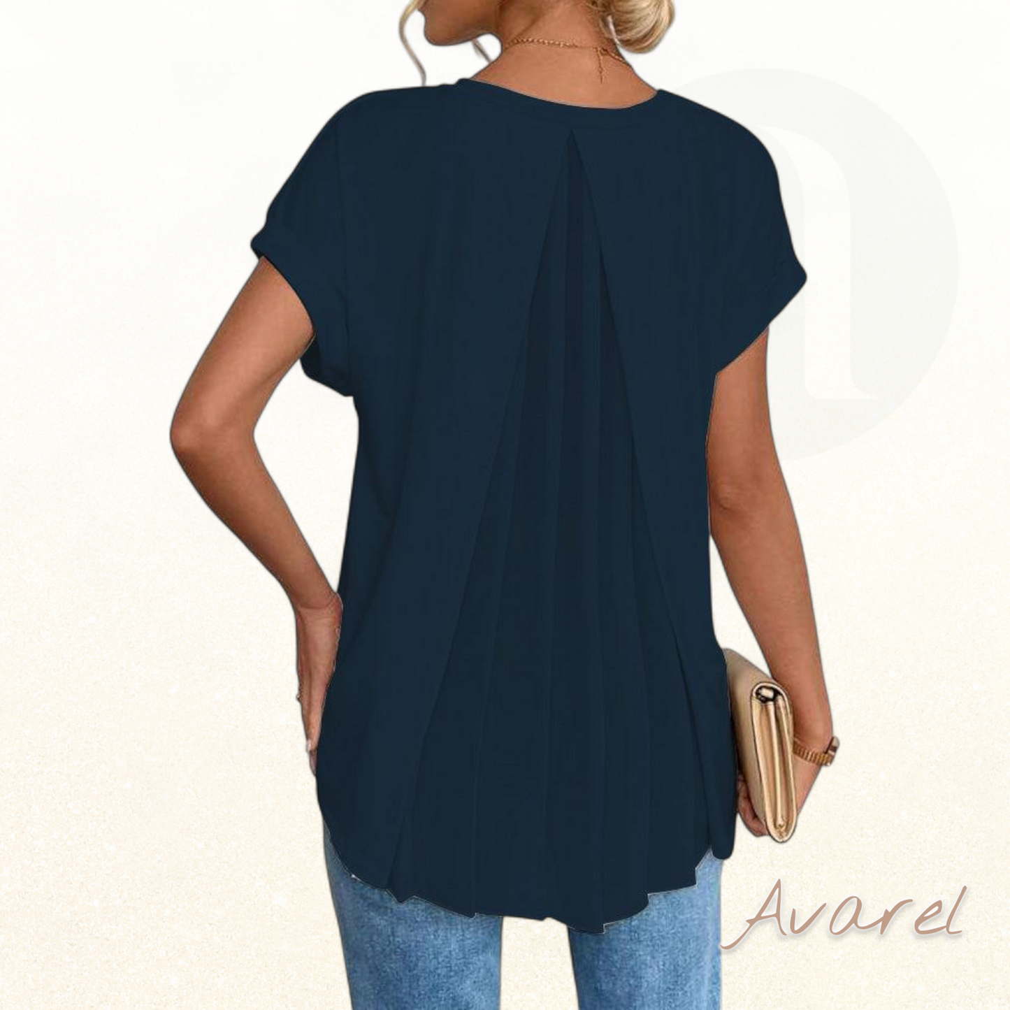 Einfärbigs Churzarm-T-Shirt mit modischem Patchwork-Design