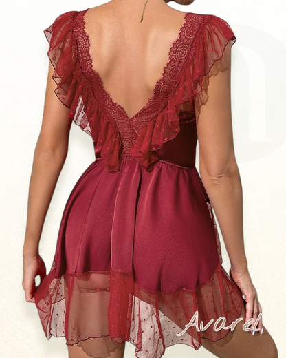 Verführerische Damen-Nachtwäsche mit tiefem V-Ausschnitt und freiem Rücken, elegant us Spitze