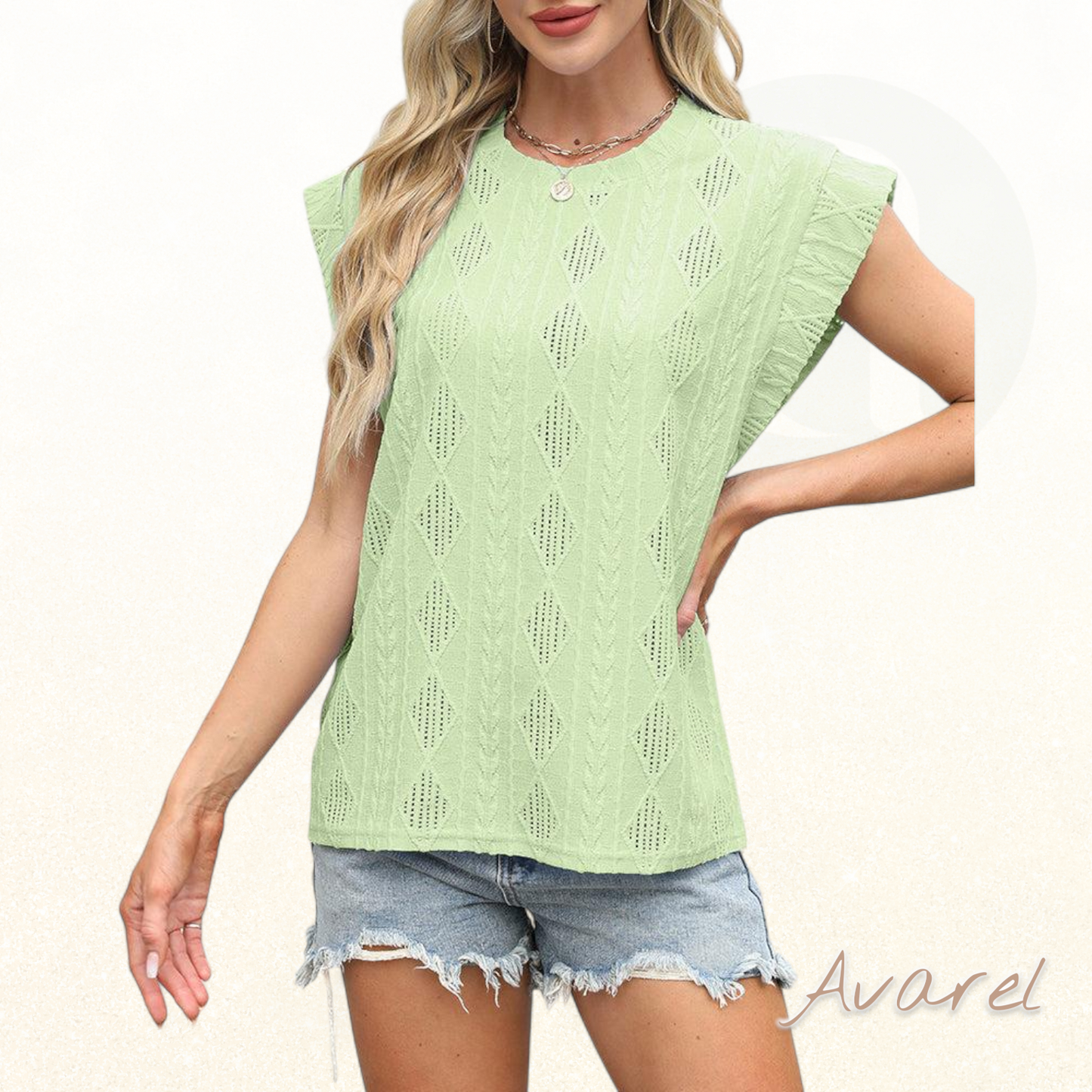 T-Shirt mit einfarbigem Rautenmuster und Weste-Design