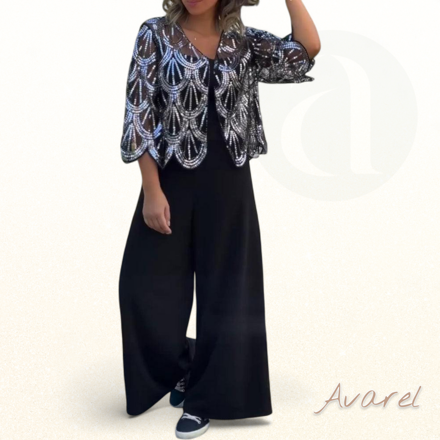 Stilvolle Pailletten-Mäntel mit eleganten Wellenkanten