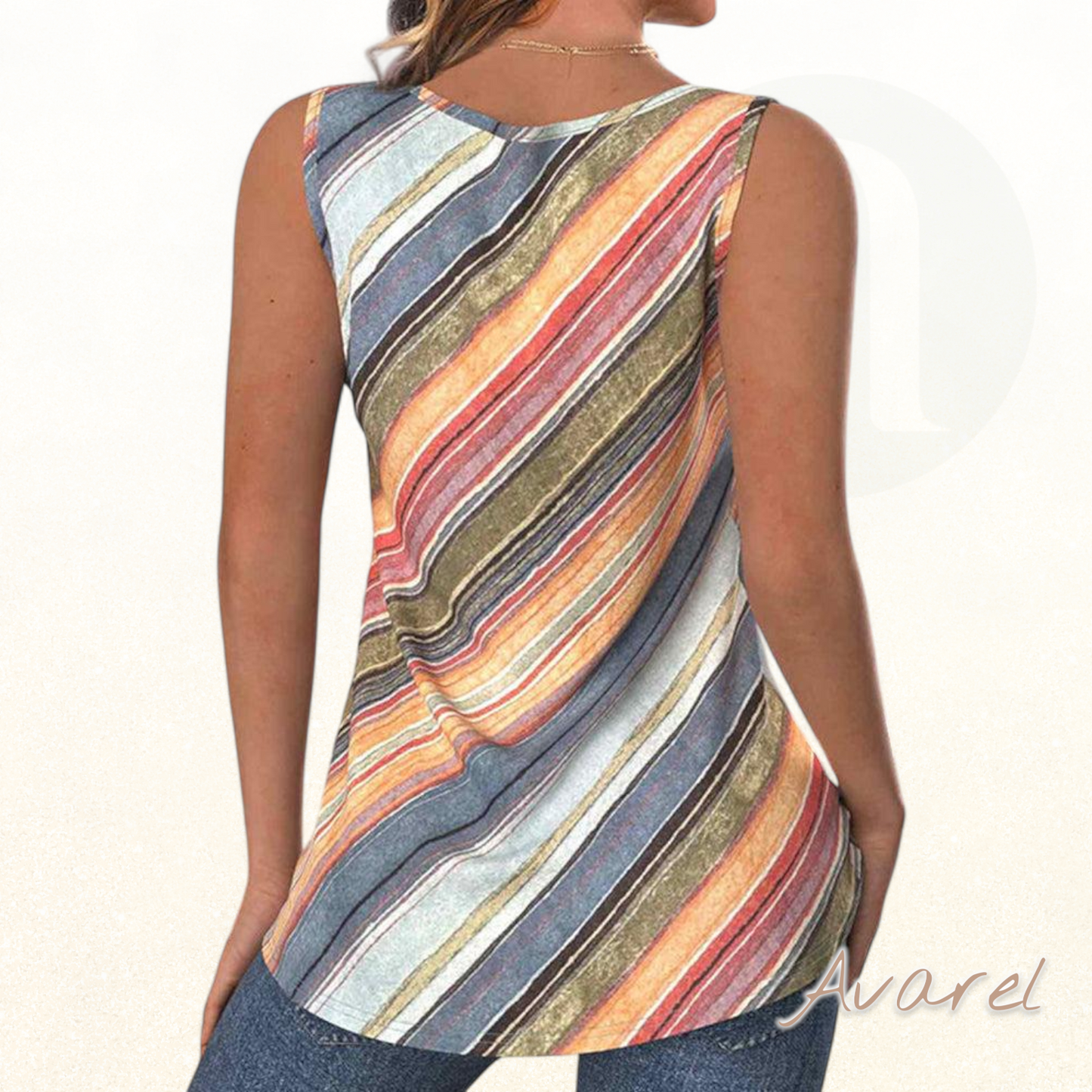 lässiger ärmelloser Tanktop mit farbigem, gestreiftem Design