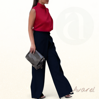 Asymmetrisch geschichtete Hose mit weitem Bein für modische Bequemlichkeit