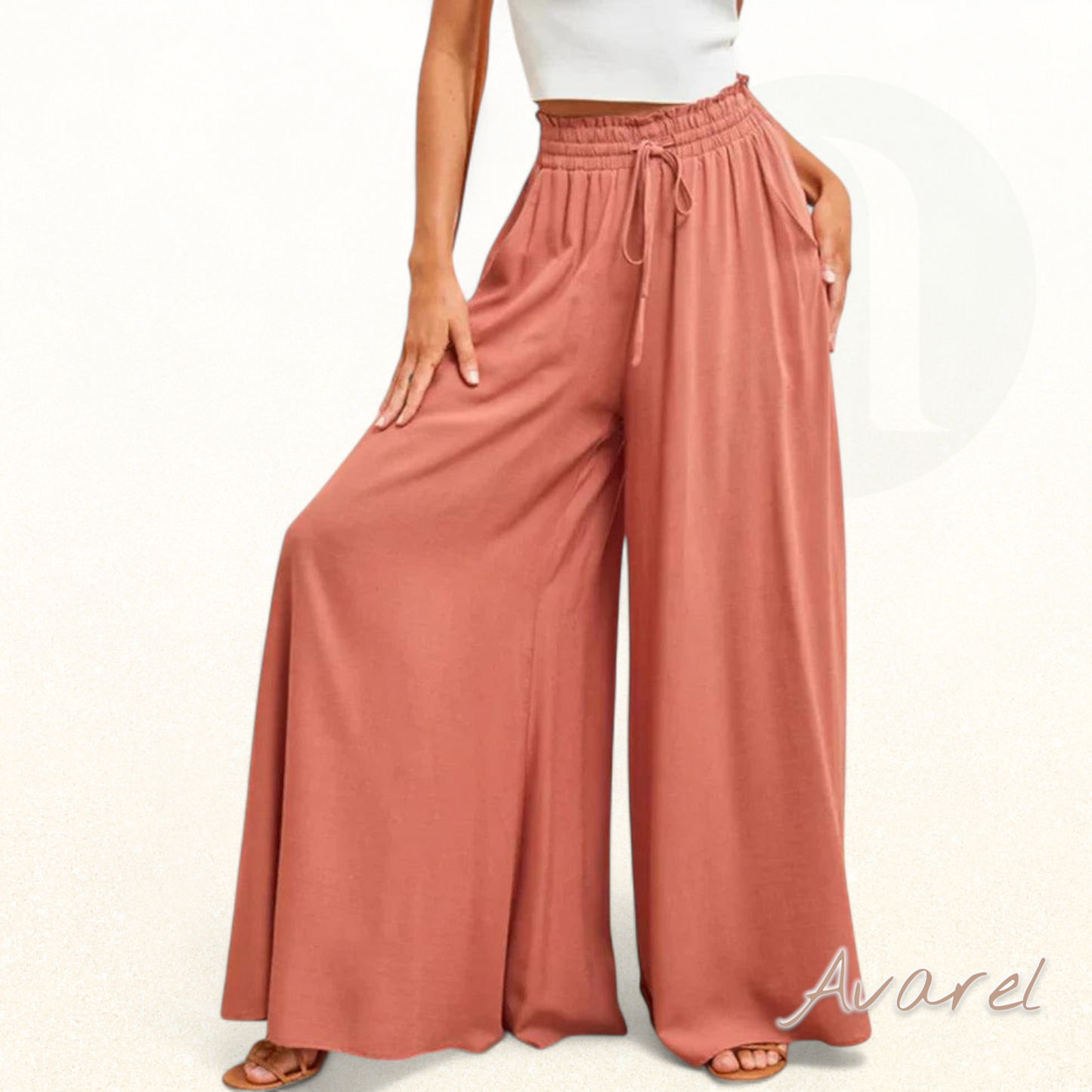 Eleganti eifärgige Hose mit wiitem Bein und hohem Taillendesign für stilvoll Komfort