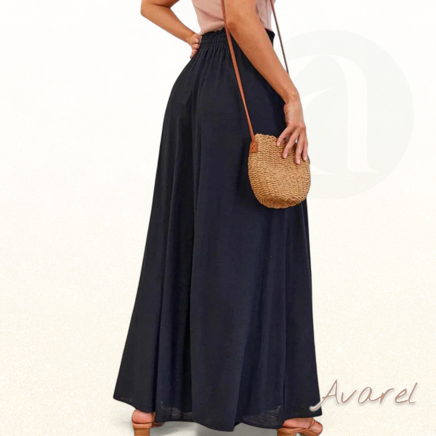 Eleganti eifärgige Hose mit wiitem Bein und hohem Taillendesign für stilvoll Komfort