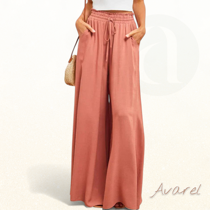 Eleganti eifärgige Hose mit wiitem Bein und hohem Taillendesign für stilvoll Komfort