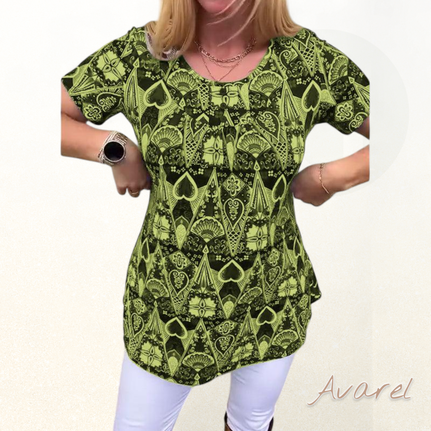 lässigs Retro-T-Shirt mit Rundhalsausschnitt und trendigem Druck