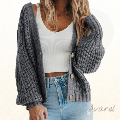 Damengeezeichnet Jacke us hochwertigem Strick mit Knöpfe und weichem Fleecefutter – stilvolle Komfort