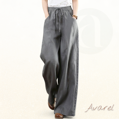 Elegante einfarbigi Hose mit wiitem Bein und hoher Taille für stilvolle Komfort