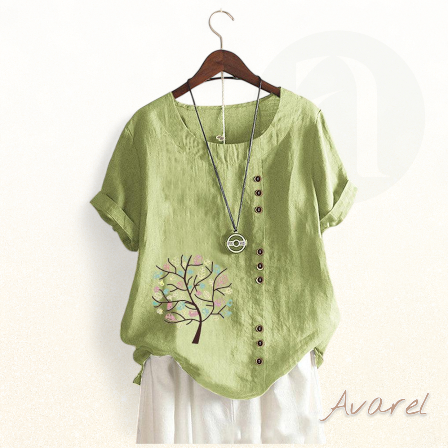 Stylischs Rundhals-T-Shirt mit trendy Blatt-Druck