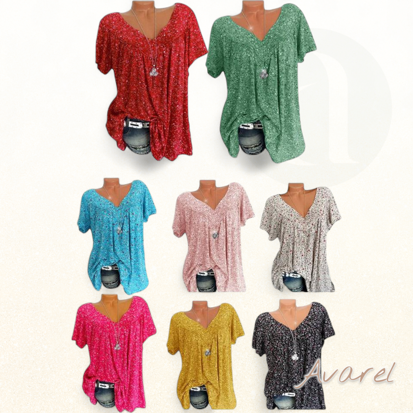 Bequemes Churzarm-V-Ausschnitt-T-Shirt für e lässige Look