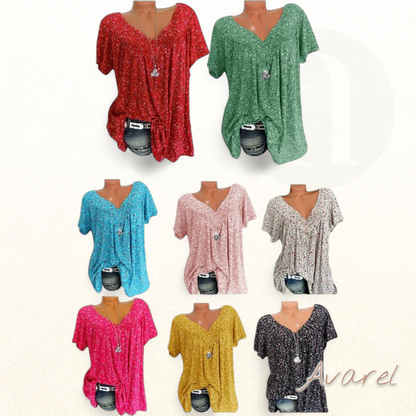 Bequemes Churzarm-V-Ausschnitt-T-Shirt für e lässige Look