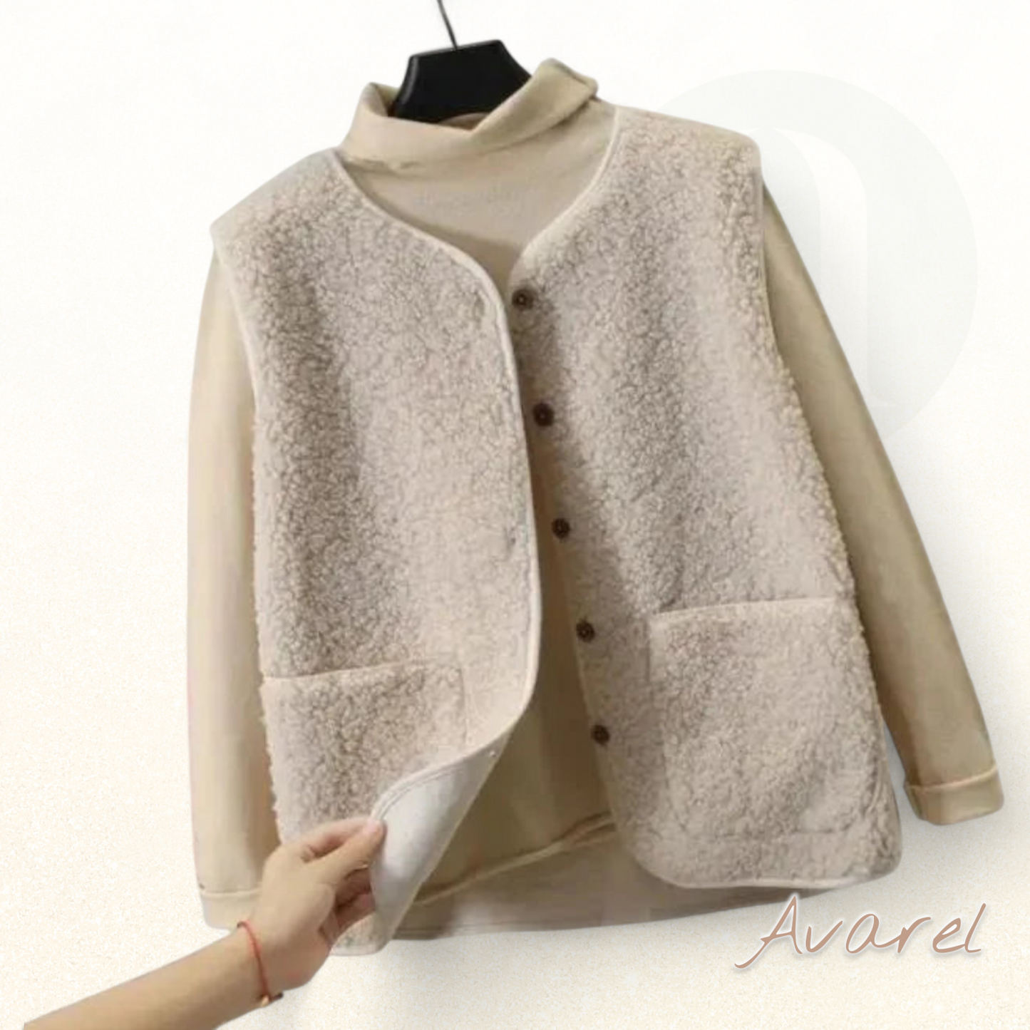 Damentopf mit Knöpfe beidseitig tragbar – Warmer ärmelloser Mantel mit Eleganz und Komfort