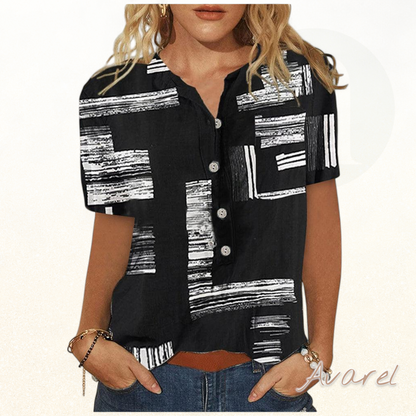 Stylisch bedrucktes Kurzarm-Top für jedi Anlass