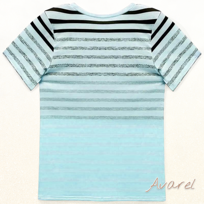 Stilvolls gestreifts T-Shirt mit Rundhalsausschnitt und Churzarm