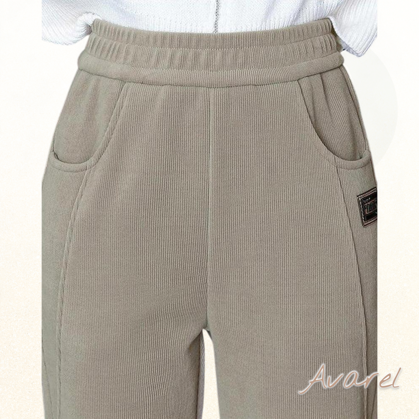 Luxuriösi Warm Hochtaillierte Hose mit Flauschigem Wollfutter