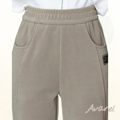 Luxuriösi Warm Hochtaillierte Hose mit Flauschigem Wollfutter