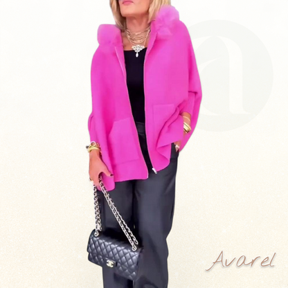 Eleganter Mantel mit stilvollem einfarbigem Pelzkragen