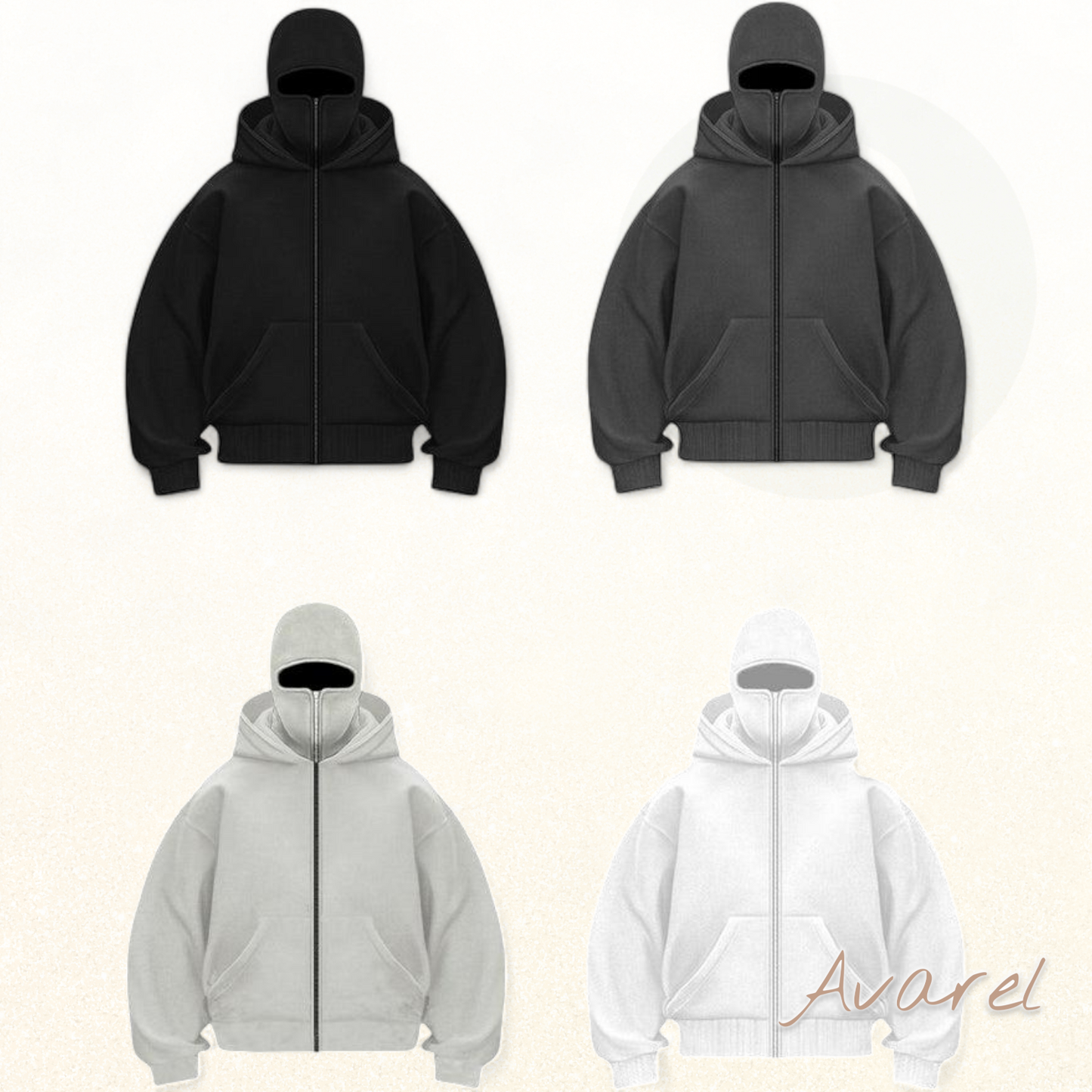 Stylischs Unisex Sweatshirt-Mantel mit Doppelkapuze und praktischem Reißverschluss