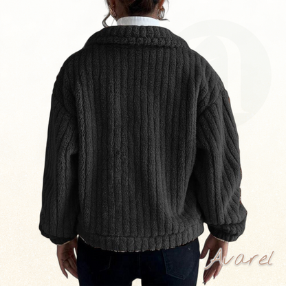 Stylischer eifarbiger, dicker Mantel mit elegante Reversknöpfe und lange Ärmel