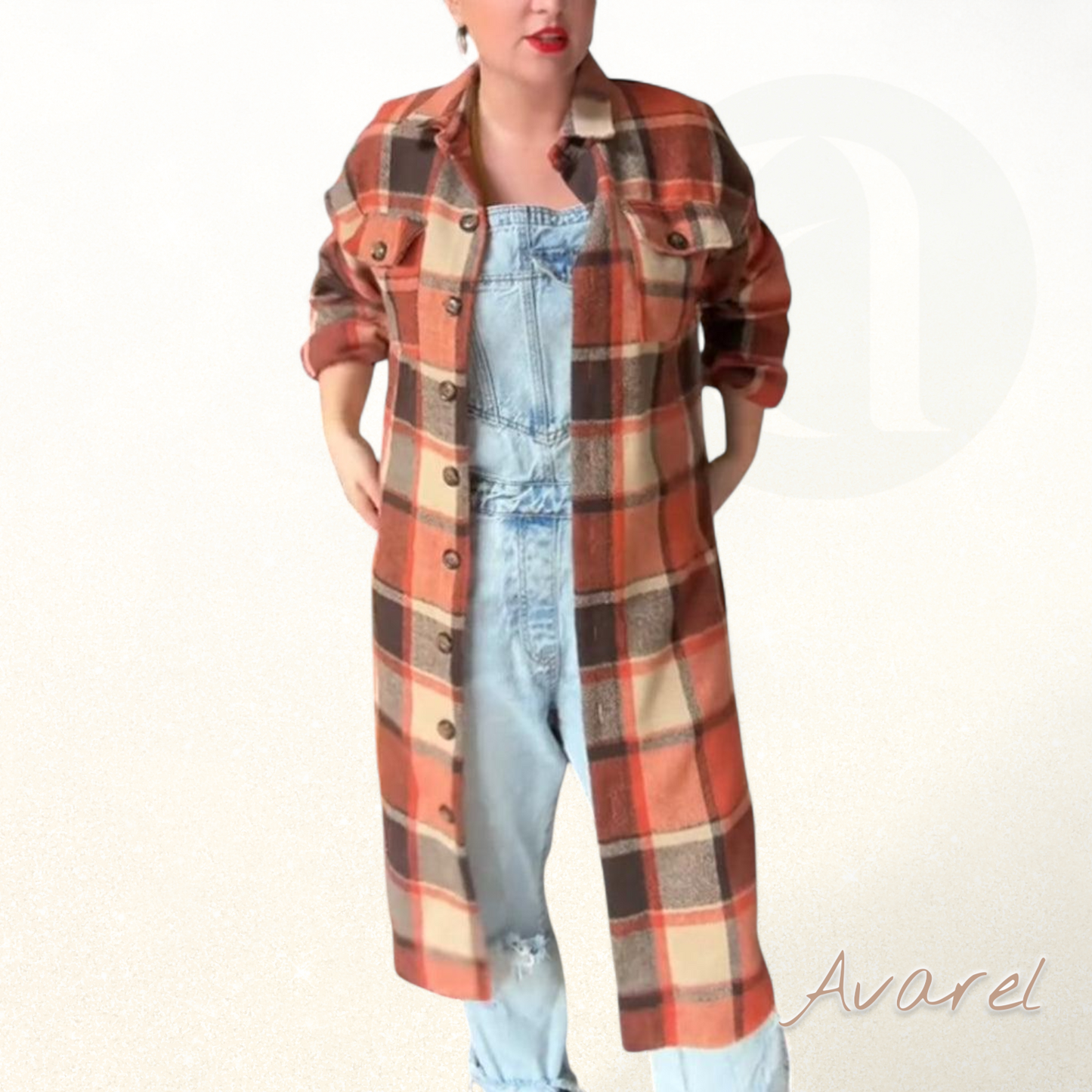 Stylischer kariert Mantel mit Knopf für ne Trendige Look