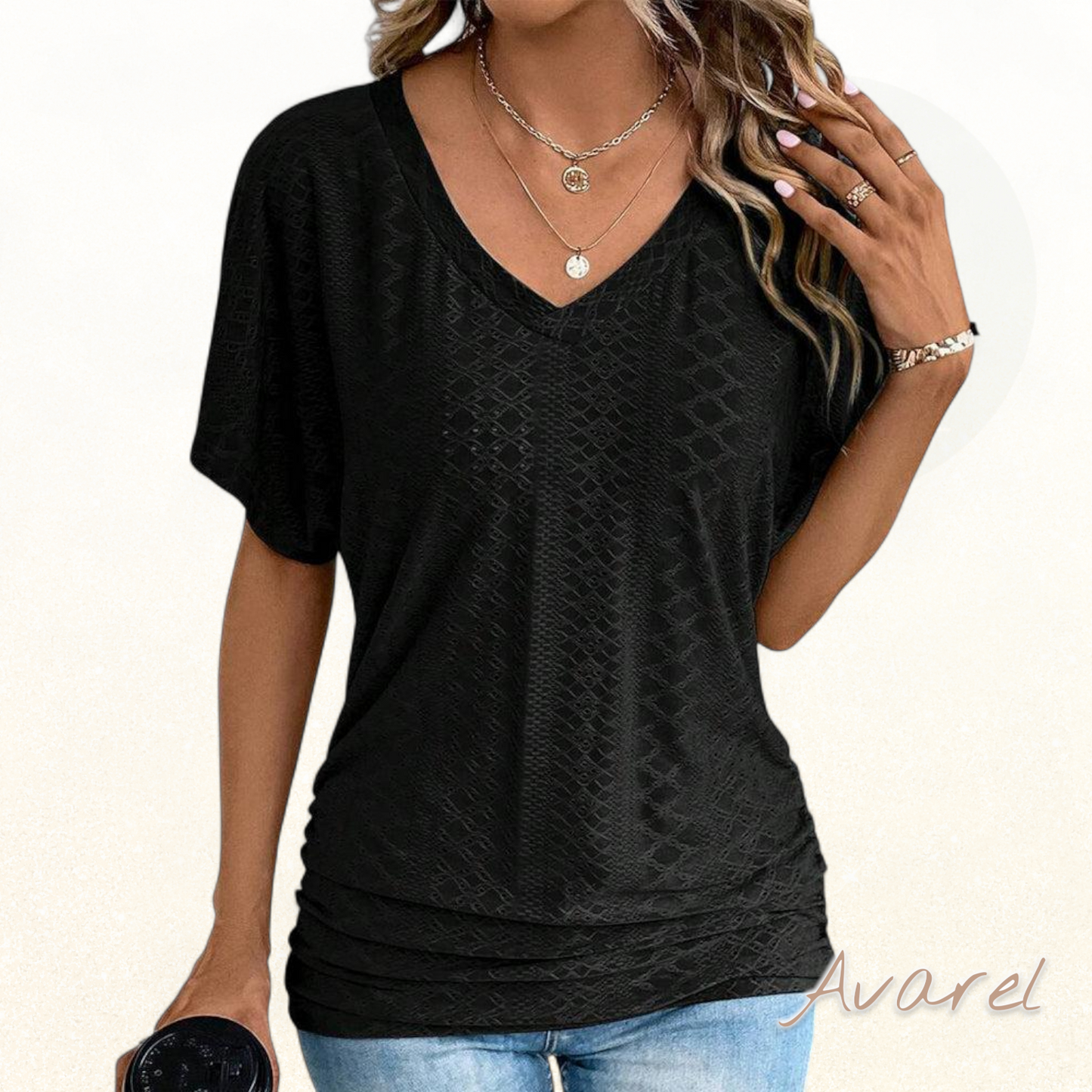 Stilvolls einfarbiges V-Ausschnitt T-Shirt für de Casual-Look