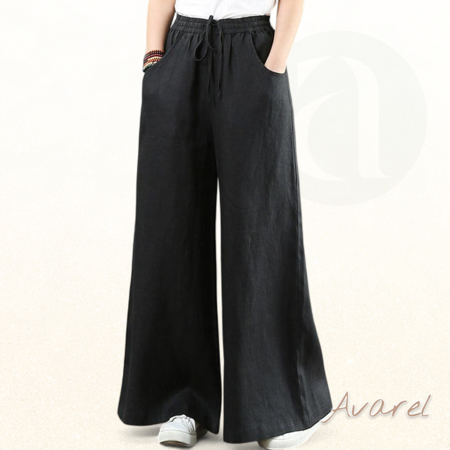 Elegante einfarbigi Hose mit wiitem Bein und hoher Taille für stilvolle Komfort