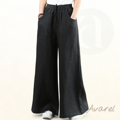 Elegante einfarbigi Hose mit wiitem Bein und hoher Taille für stilvolle Komfort