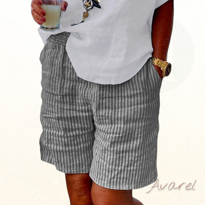 Stylische Baumwoll-Leinen-Shorts mit trendigem Streifendruck