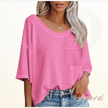 Stylisch chourämligs V-Ausschnitt T-Shirt mit praktische Täsch