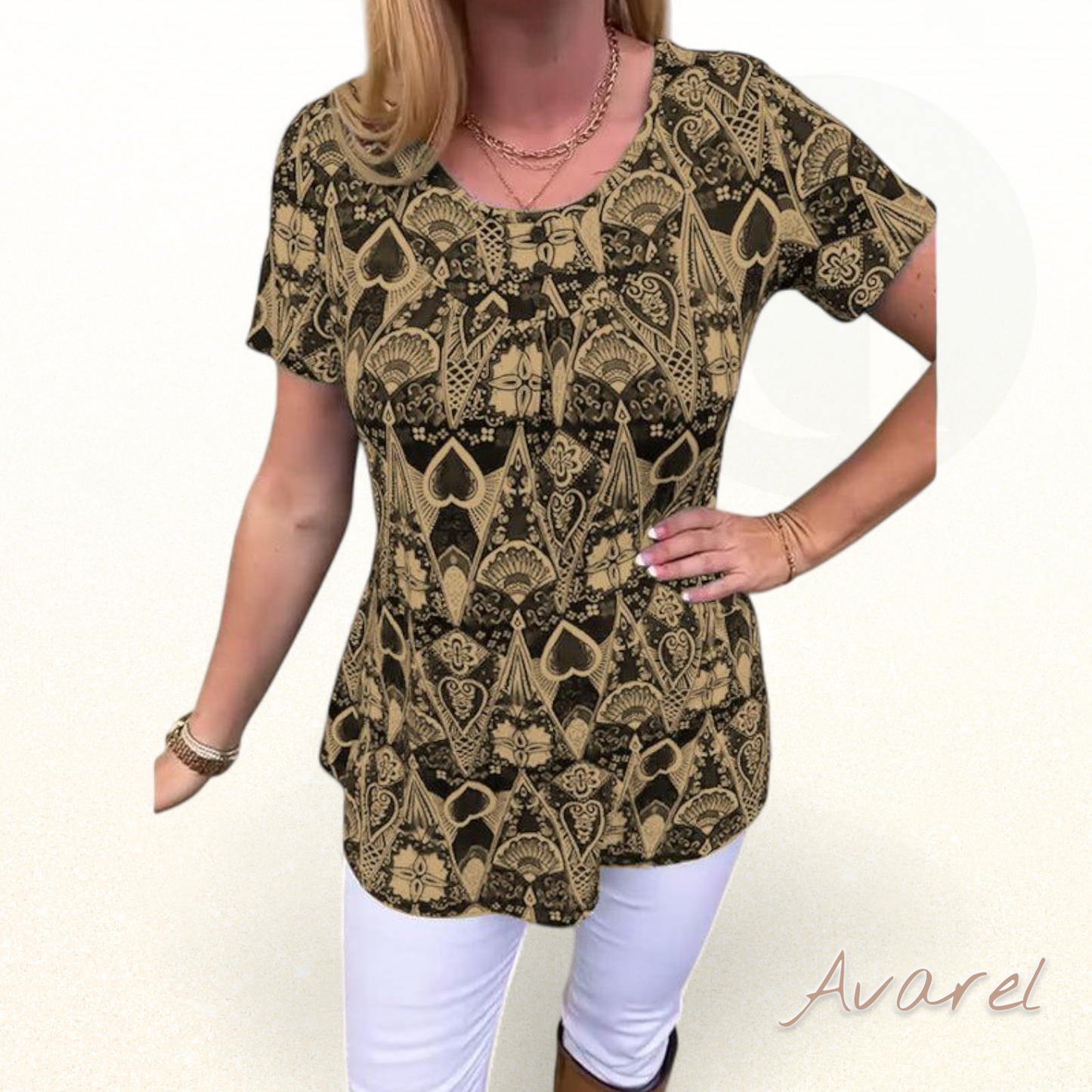 lässigs Retro-T-Shirt mit Rundhalsausschnitt und trendigem Druck