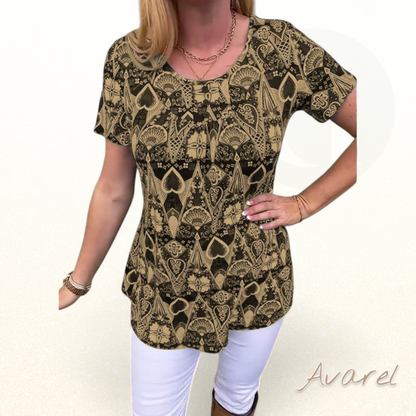 lässigs Retro-T-Shirt mit Rundhalsausschnitt und trendigem Druck