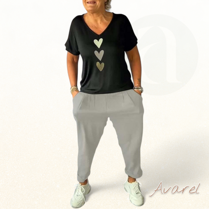 Komfortabli Freizeithose mit stilvolle einfärbige Tasche