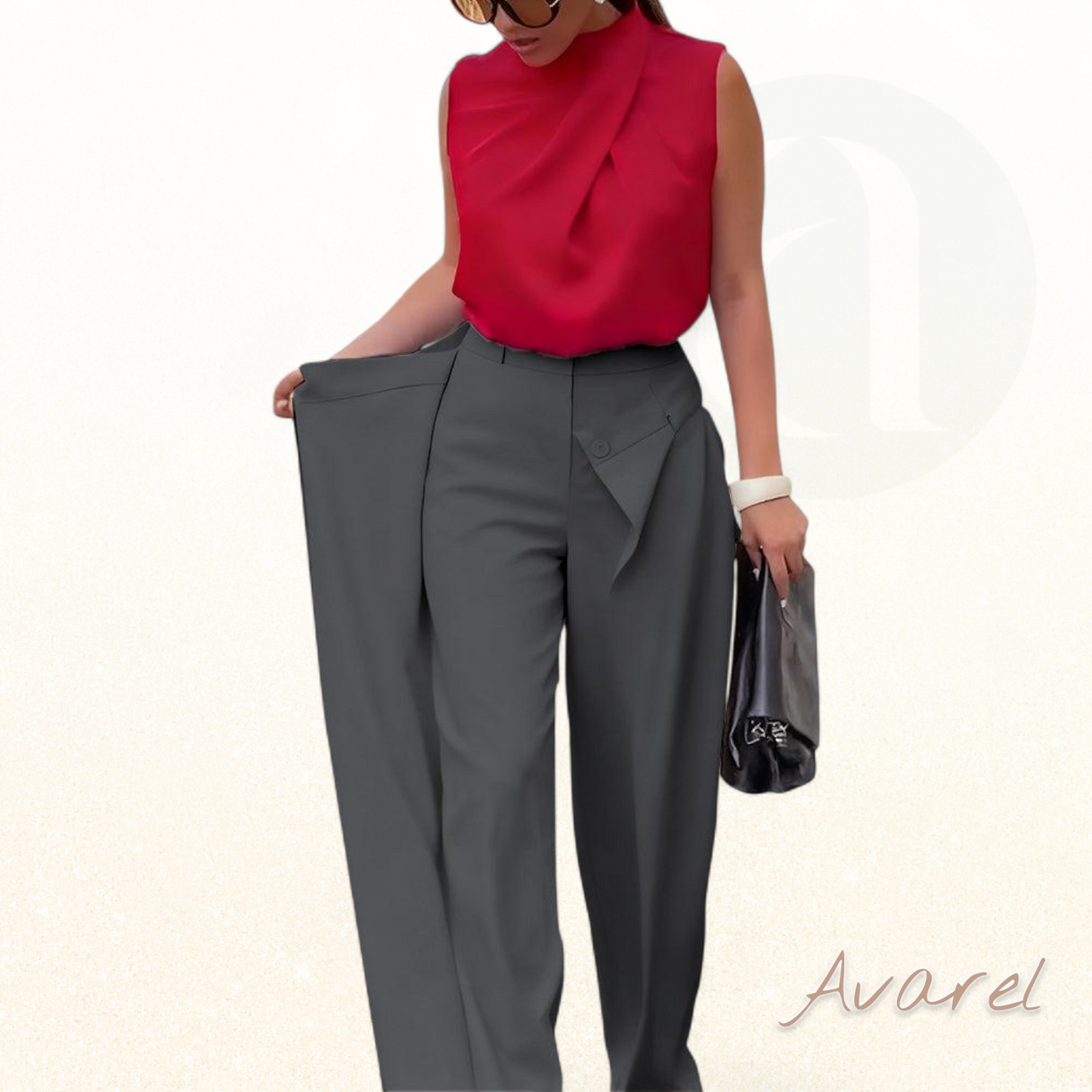 Asymmetrisch geschichtete Hose mit weitem Bein für modische Bequemlichkeit