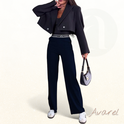 Bequemi gerade Hose in Uni-Farb mit praktische Reißverschlusstasche