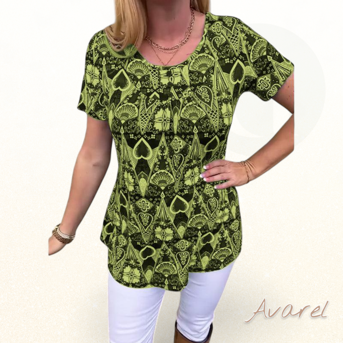 lässigs Retro-T-Shirt mit Rundhalsausschnitt und trendigem Druck