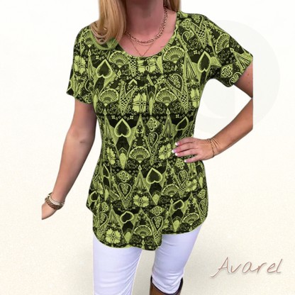 lässigs Retro-T-Shirt mit Rundhalsausschnitt und trendigem Druck