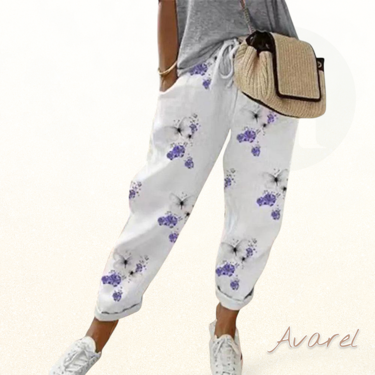 Bequemi Damen-Freizeitshosen us atmungsaktivem Baumwoll-Leinen-Mix