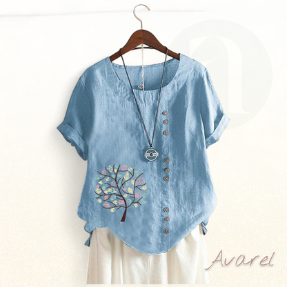 Stylischs Rundhals-T-Shirt mit trendy Blatt-Druck