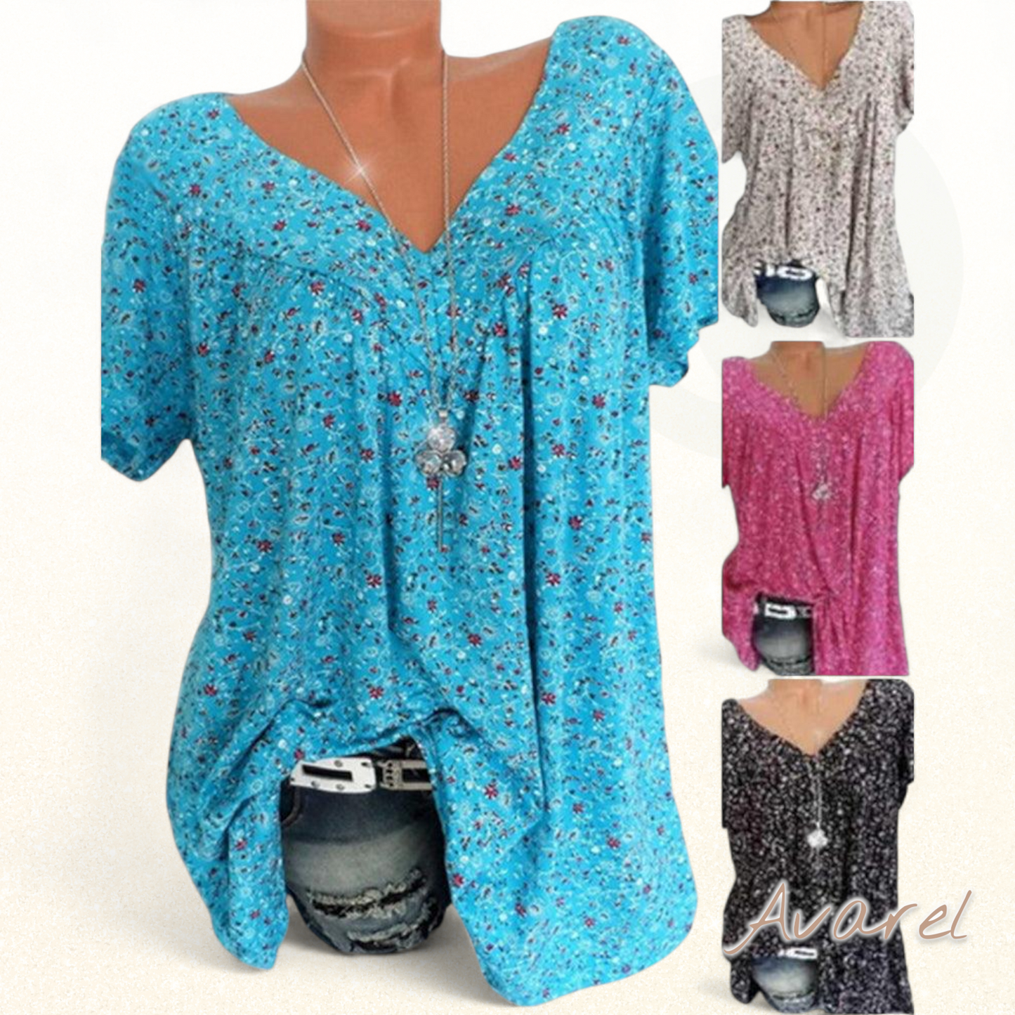 Bequemes Churzarm-V-Ausschnitt-T-Shirt für e lässige Look