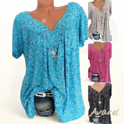 Bequemes Churzarm-V-Ausschnitt-T-Shirt für e lässige Look