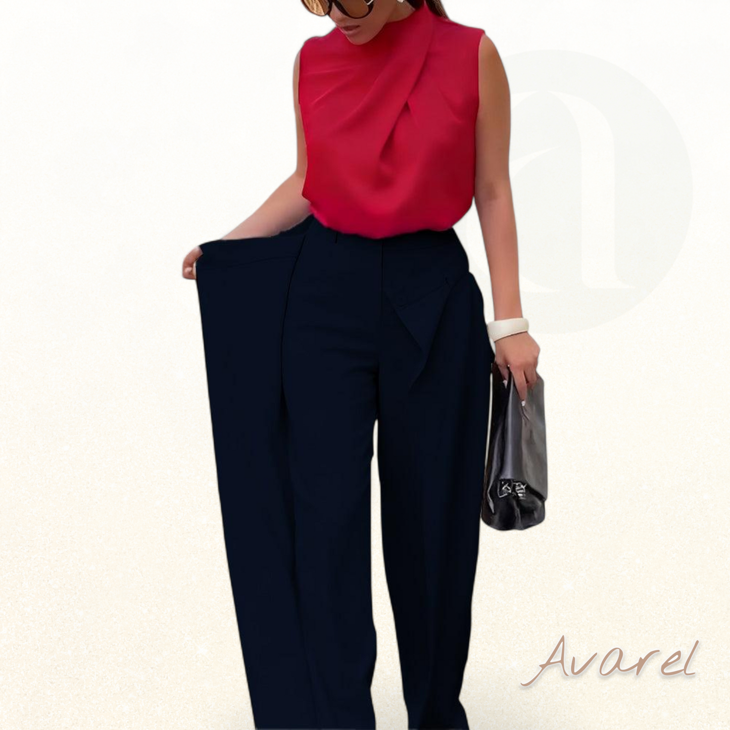 Asymmetrisch geschichtete Hose mit weitem Bein für modische Bequemlichkeit