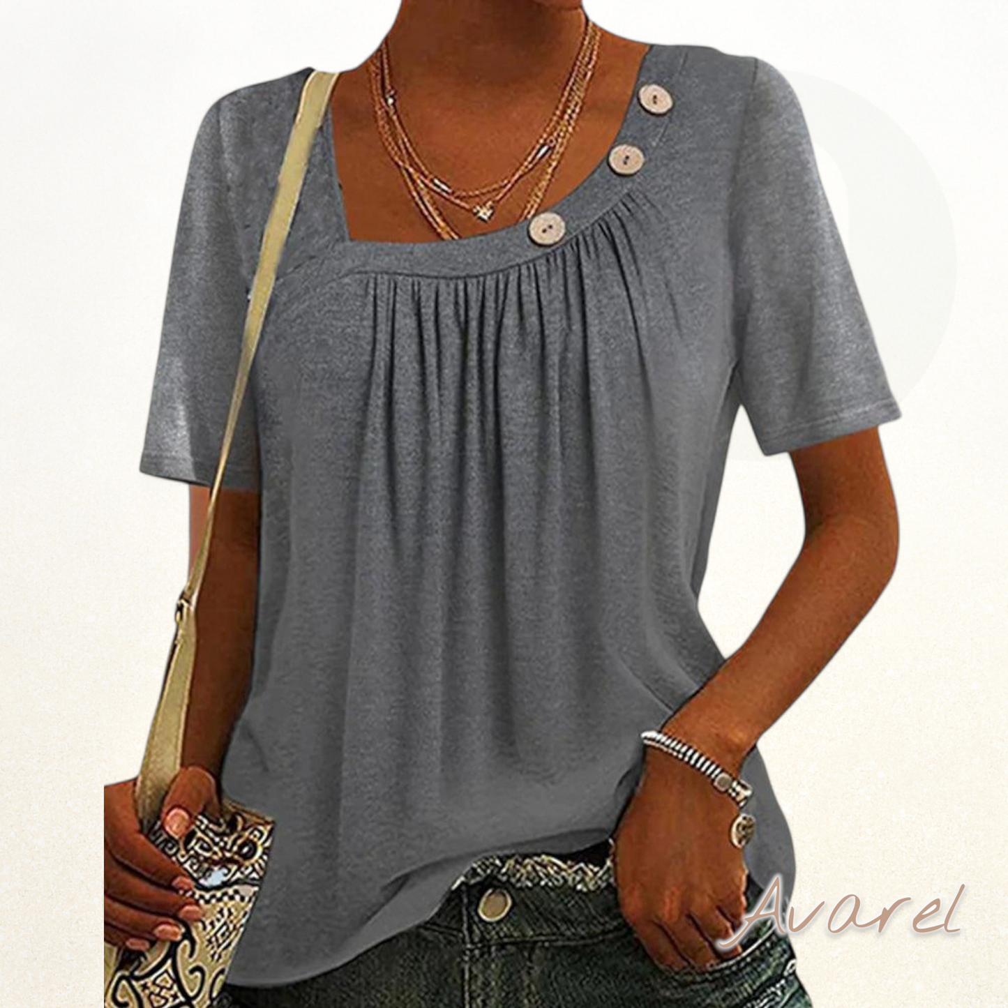 Stilvolli graue Blus mit elegante dekorative Knopf