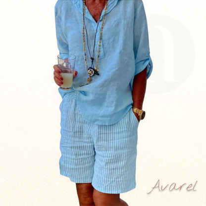 Stylische Baumwoll-Leinen-Shorts mit trendigem Streifendruck