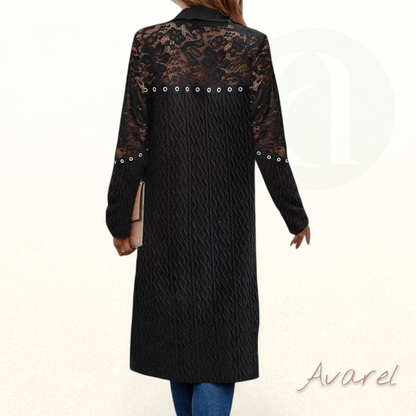 Stilvoller vollärmeliger Spitzmantel in elegante Einfarbig