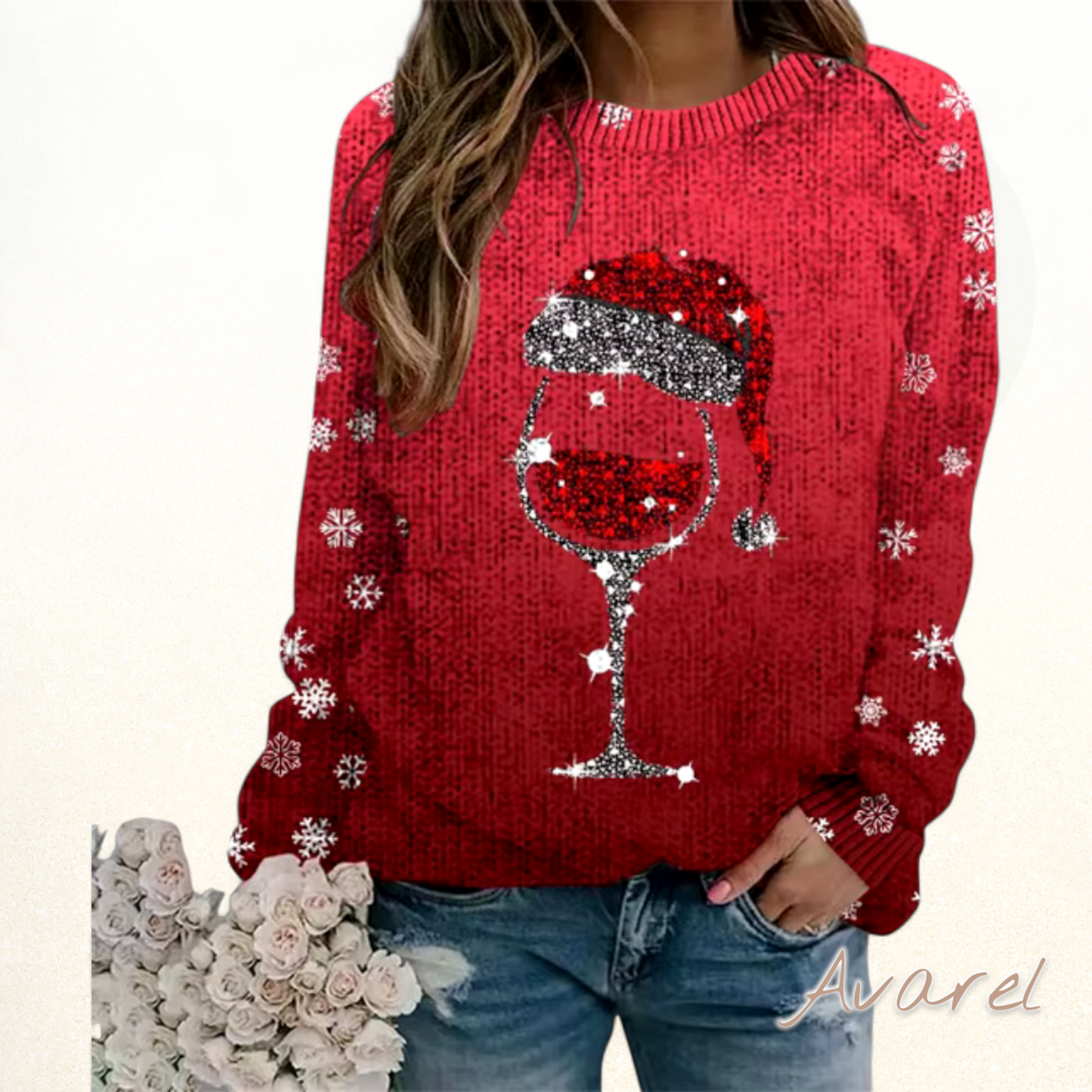 Chick Winter Weihnachtspullover für Damen mit Rundhalsausschnitt – Bequemi und stilvolle Strickware für d festliche Weihnachtssaisong