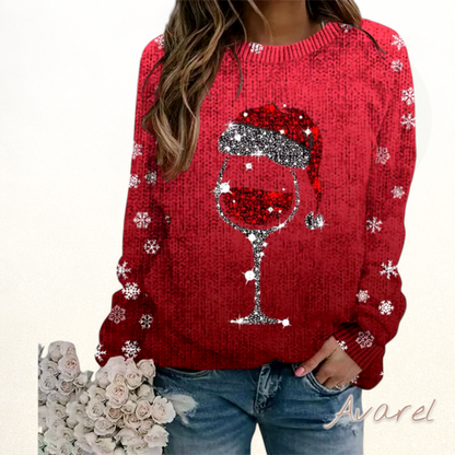 Chick Winter Weihnachtspullover für Damen mit Rundhalsausschnitt – Bequemi und stilvolle Strickware für d festliche Weihnachtssaisong