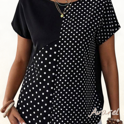 Schöns Polka-Dot T-Shirt mit Rundhalsausschnitt für e'n modische Look