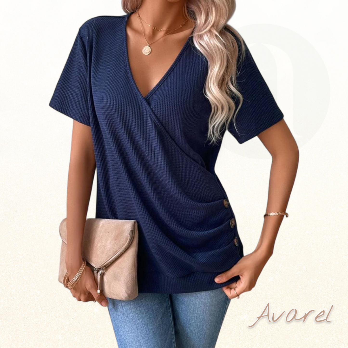 Stylisches V-Ausschnitt Strick-Shirt für einen elegante Look